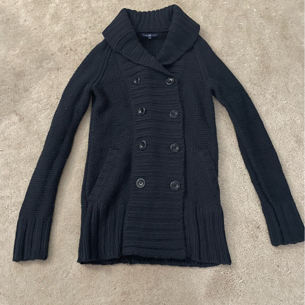 Gap Navy Button Down Long Sweater - image 1